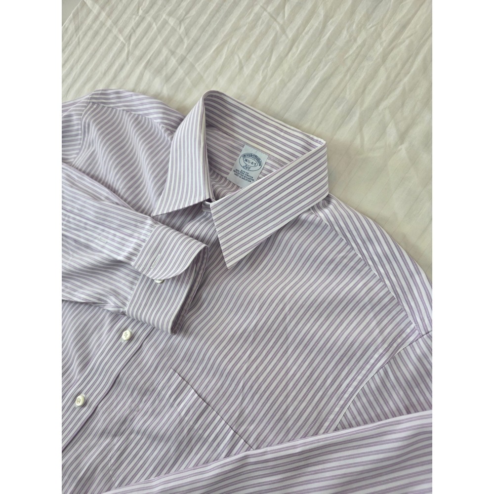 Brooks Brothers 346 Mens Slim Fit Non-Iron Stretch Striped Dress Shirt 16.5 4/5